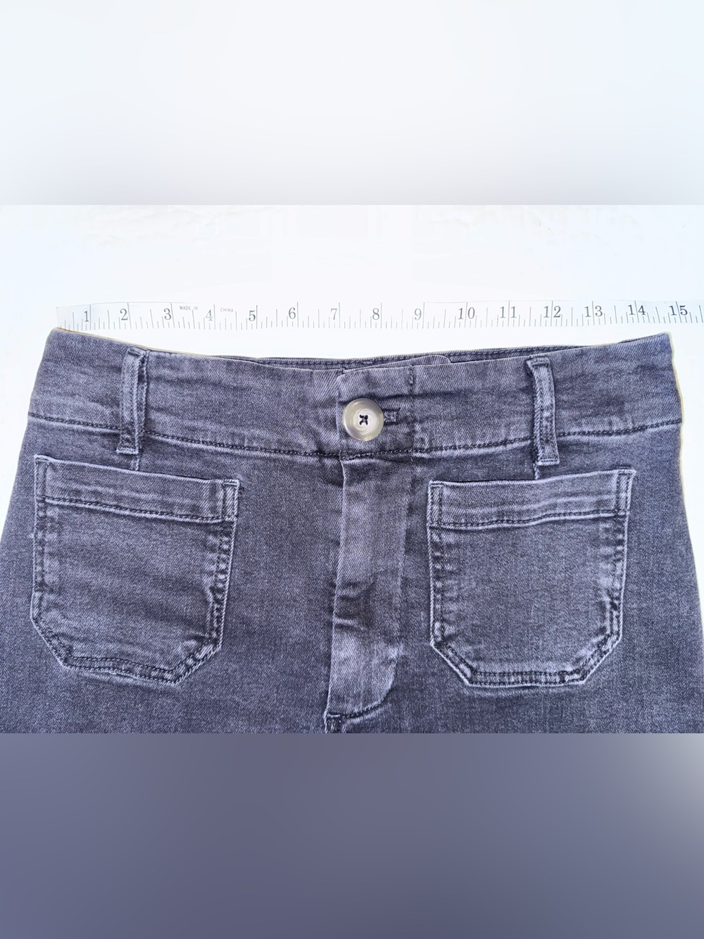 Pilcro Anthropologie Wide Leg Crop Jeans Dark Blue Wash Size 28 Patch Pocket - Picture 9 of 11